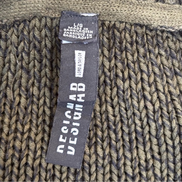 Lord & Taylor Design Lab Marled Knit Elbow Patch Sweater Academia Olive Green L - Picture 8 of 9